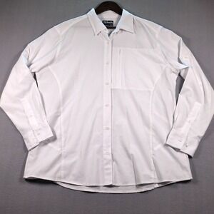 Bimini Bay Fishing Shirt Womens XL White Long Sleeve Vented Mesh Zipper Pocket